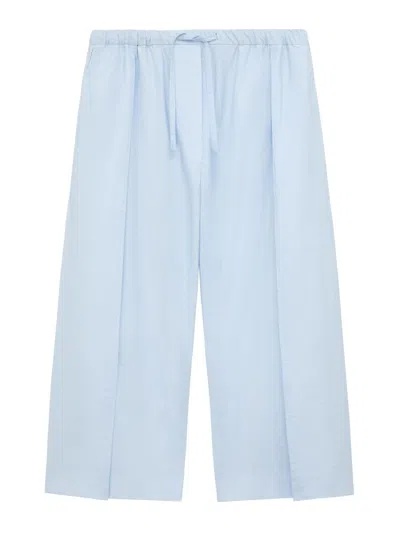 Loewe Women's  X Paula's Ibiza Cotton-blend Creased Crop Trousers In Blue