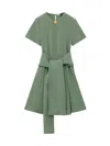 Loewe Linen-blend Midi Dress With Front Knot In Green