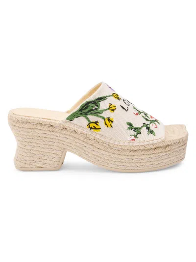 Loewe Women's  X Paula's Ibiza Petal 80mm Embroidered Espadrilles In Cream Multicolor