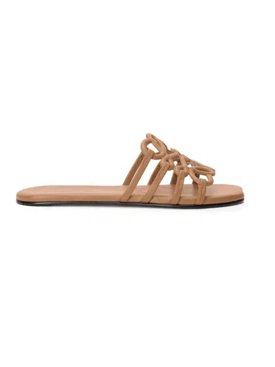 Loewe Petal Anagram Calfskin Strappy Flat Slide In Multi