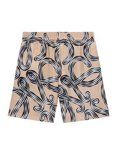 Loewe Printed Straight-leg Cotton-blend Terry Shorts In Multi