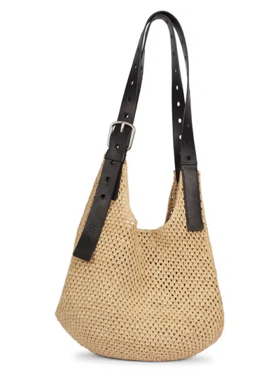 Loewe Women's  X Paula's Ibiza Raffia Hobo Bag In Natural Black