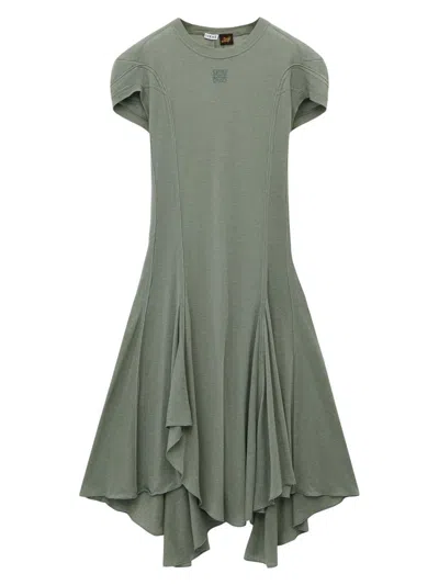 Loewe Women's  X Paula's Ibiza Seamed Flared Midi-dress In Green