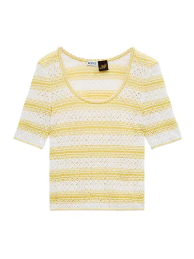 Loewe Striped Pointelle-knit Sweater In Multi