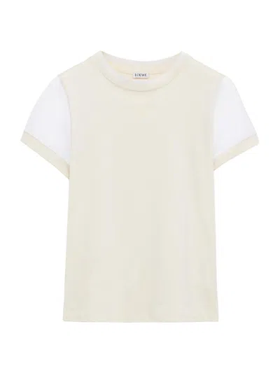 Loewe Women's Logo Crewneck Cotton-blend T-shirt In White