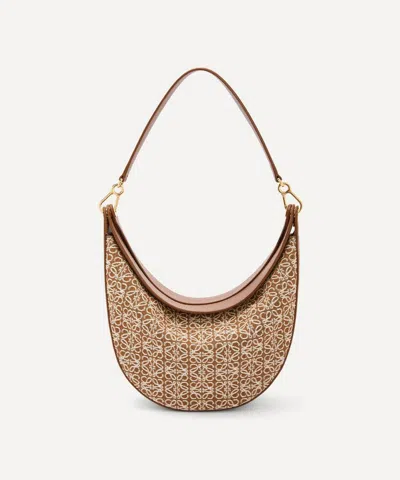 Loewe Women's Luna Anagram Jacquard And Leather Shoulder Bag In Tan/pecan