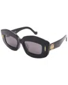 Loewe Solid Color Sunglasses With Golden Details In Black