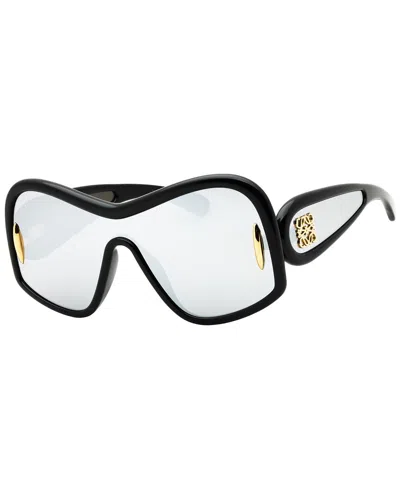Loewe Anagram Mirrored Acetate Shield Sunglasses In Sblksmkmr