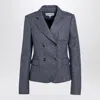 Loewe Blue Melange Wool Double-breasted Jacket Women In Blue