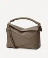 Loewe Womens Puzzle Edge Medium Leather Shoulder Bag Taup In Gray