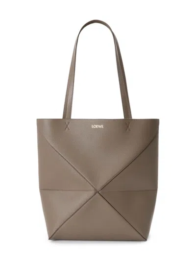 Loewe Women's Medium Puzzle Fold Grained Leather Tote Bag In Brown