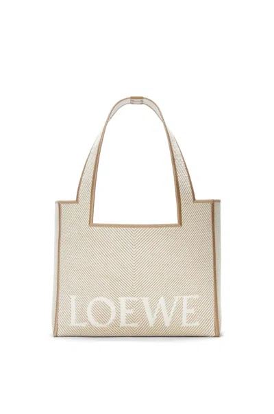 Loewe Women's Mediumfont Tote Bag In Ecru