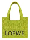 Loewe Paula's Ibiza Font Small Raffia Tote Bag In Meadowgree