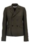 Loewe Wool Blazer With Buttoned Cuffs And Flap Pockets In Brown