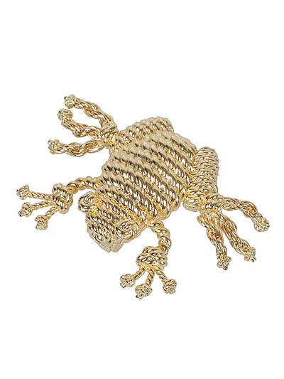Loewe Women Metal Frog Brooch In Multi