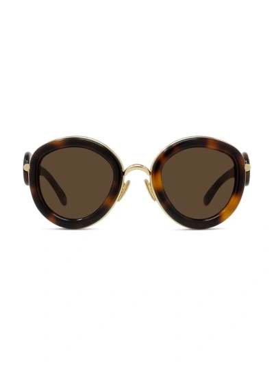 Loewe Women's Metal Round 49mm Sunglasses In Dark Havana Pale Brown