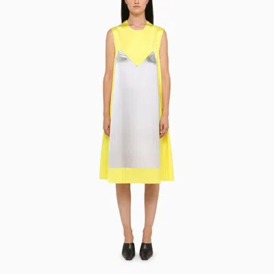 Loewe Women Midi Satin Dress Yellow/grey