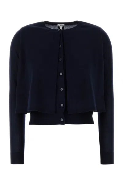 LOEWE LOEWE WOMEN MIDNIGHT BLUE WOOL CARDIGAN
