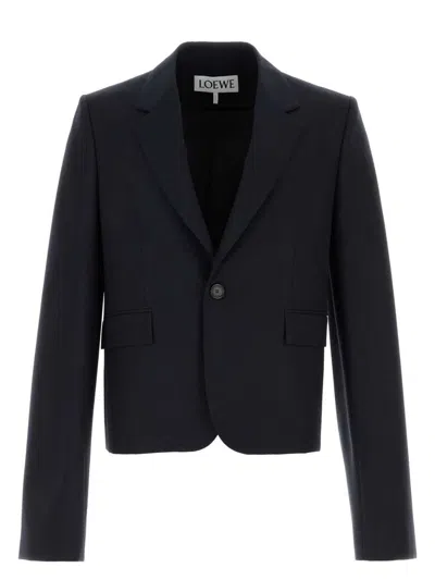 LOEWE WOMEN'S MIDNIGHT WOOL BLAZER