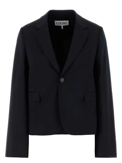 LOEWE WOMEN'S MIDNIGHT WOOL BLAZER