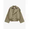 LOEWE LOEWE WOMEN'S MILITARY GREEN BALLOON DOUBLE-BREASTED STRETCH-COTTON JACKET