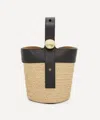 Loewe Pebble Mini Leather-trimmed Raffia Tote