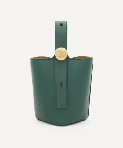 Loewe Womens Vetiver Pebble Mini Leather Bucket Bag