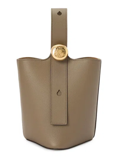 Loewe Women's Mini Pebble Leather Bucket Bag In Brown