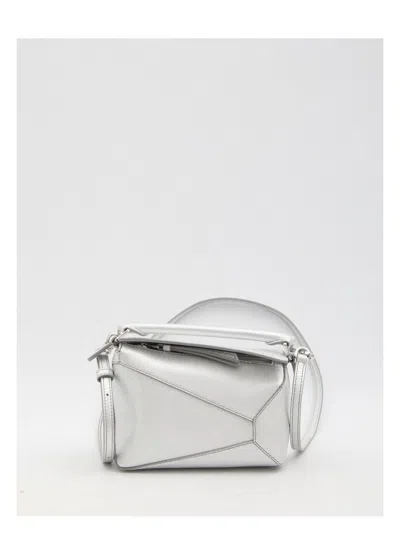 Loewe Women's Mini Puzzle Bag In Silver