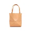 Loewe Puzzle Fold Medium Tote Bag In Shiny Leather In Warm Desert