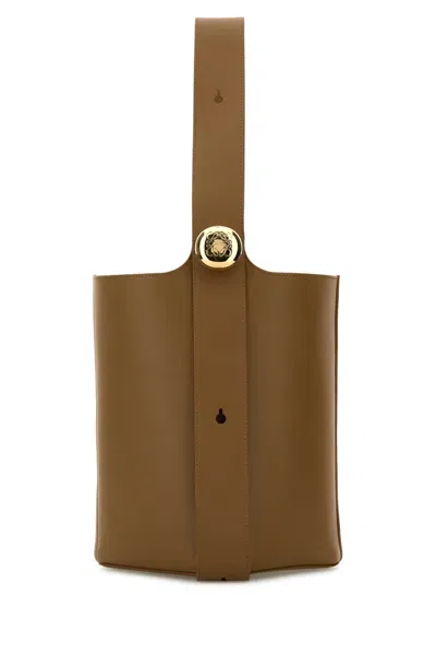 Loewe Women Mud Leather Medium Pebble Bucket Bag In Brown