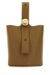 Loewe Women Mud Leather Mini Pebble Bucket Bag
