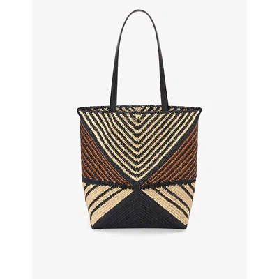 Loewe Women's Natural/honey Gold X Paula's Ibiza Puzzle Fold Striped Raffia Tote Bag