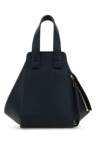 Loewe Women Navy Blue Leather Hammock Bucket Bag