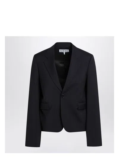 LOEWE WOMEN'S NAVY SINGLE-BREASTED JACKET