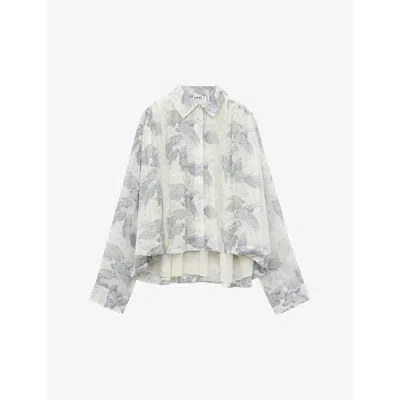 Loewe Patterned Split-hem Cotton And Silk-blend Shirt In Off White /multicolo