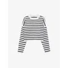 Loewe Striped Wool-blend Sweater With Anagram Detail In Off-white/navy