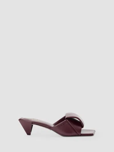 Loewe Origami 45 Leather Sandals In Burgundy