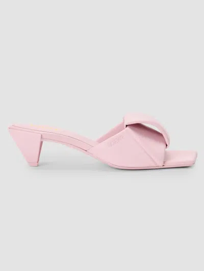 Loewe 45mm Origami Leather Slide Sandals In Pink
