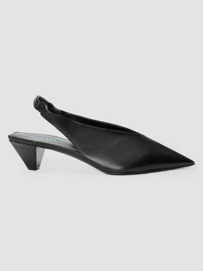 Loewe 45mm Origami Cubic Leather Slingback Pumps In Black