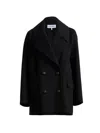 Loewe Double-breasted Wool Coat In Black