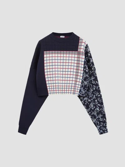 Loewe Women's Patchwork Knit Crewneck Sweater In Multi