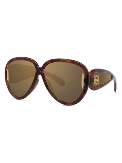 Loewe Women's Paula's Ibiza 65mm Pilot Sunglasses In Dark Havana Brown Mirror
