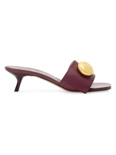 Loewe Bordeaux Calf Leather Slide Pebble In Burgundy