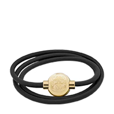 Loewe Women Pebble Leather Bracelet In Black