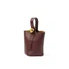 Loewe Women Grape Leather Mini Pebble Bucket Bag In Purple