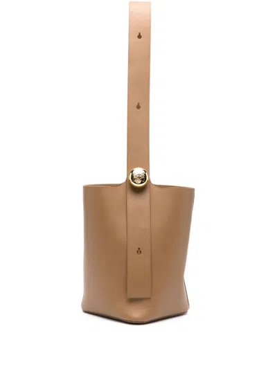 Loewe Women Pebble Medium Leather Bucket Bag In Brown