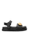 Loewe Women Pebble Sandals With Soft Calfskin Fussbett Sole In Black