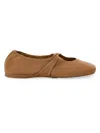 Loewe Women's Nappa Calf Leather Pebble Soft Ballet Flat (authentic Pre-loved) In Brown