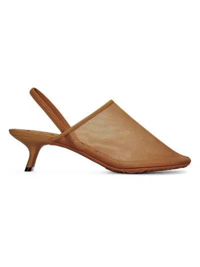 Loewe Women's Petal 45mm Mesh Slingback Mules In Brown